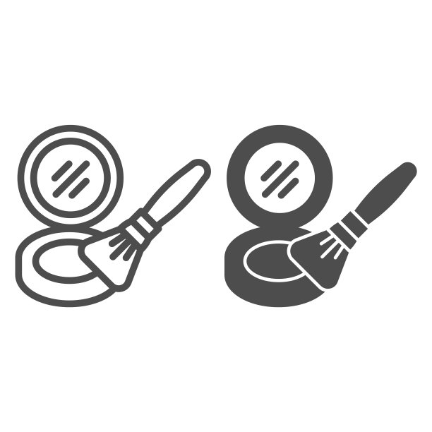 眼影调色板线条和字形图标。化妆品矢量插图孤立在白色。胭脂轮廓风格设计，专为网页和应用设计。Eps 10。图片下载