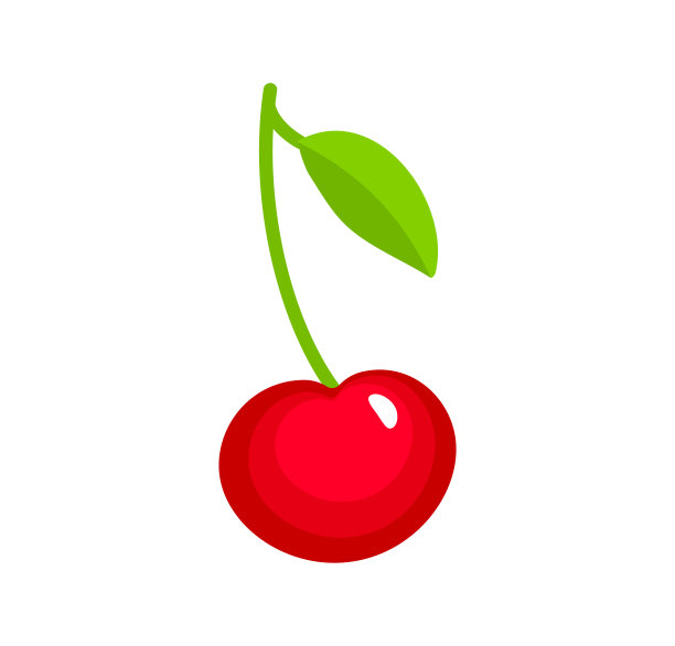 带茎和叶的成熟红樱桃矢量图。平面图标设置有机新鲜浆果。天然素食。孤立的对象图片下载