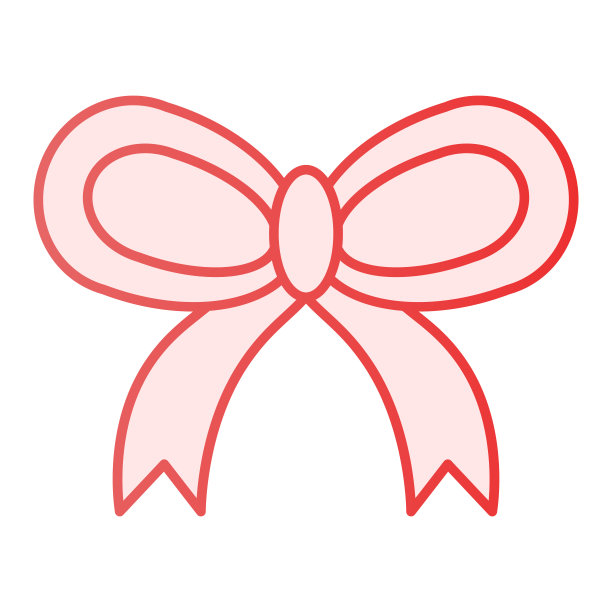 薄缎带蝴蝶结扁平图标。礼物装饰粉色图标在时尚的扁平风格。结梯度风格设计，为web和应用程序设计。Eps 10。图片下载