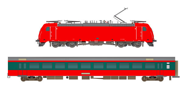 电力机车隔离在白色侧视图图片下载