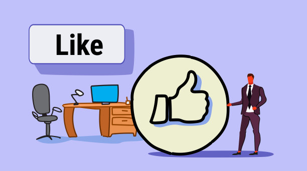 商人用竖起大拇指的符号像图标成功的社交媒体营销反馈概念工作场所现代办公室内部全长素描涂鸦水平图片下载