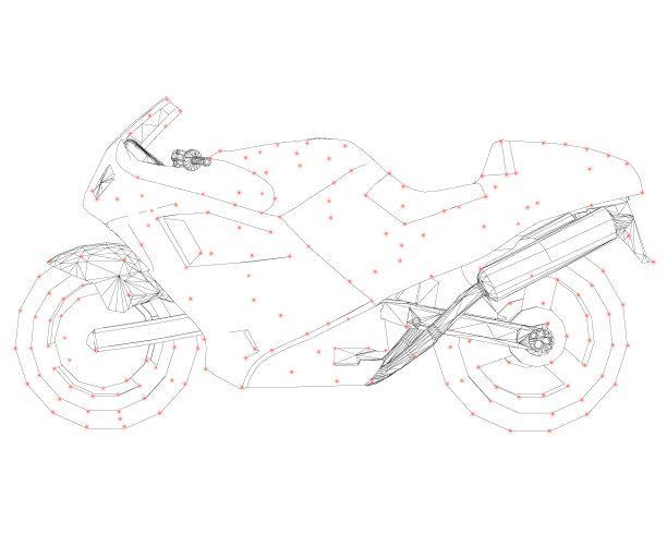 摩托车线框的黑色线在一个白色的背景。摩托车的轮廓与发光的灯。3 d。矢量图图片下载