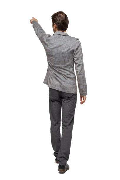 后视图的步行指向商人。图片下载