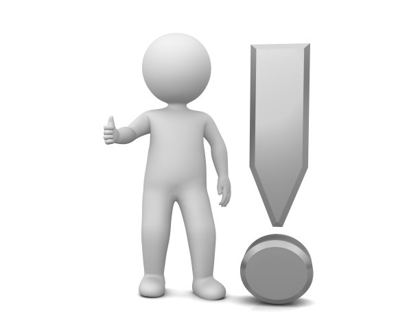 大拇指男人积极的人数字与银色3d感叹号标记ok符号符号图标切断孤立的白色背景图片下载