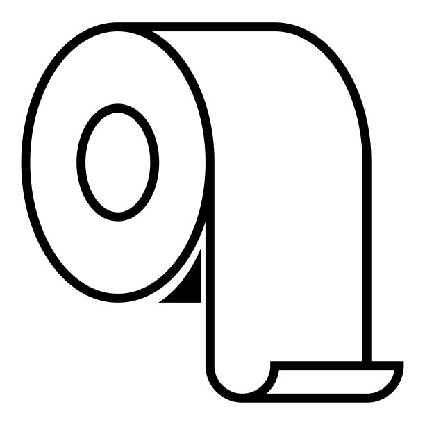 厕纸卷筒厨房纸卷筒图标黑色颜色轮廓矢量插图平面风格形象图片下载