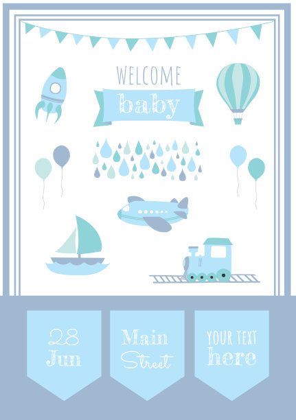 可爱的宝宝送礼邀请卡模板图片下载