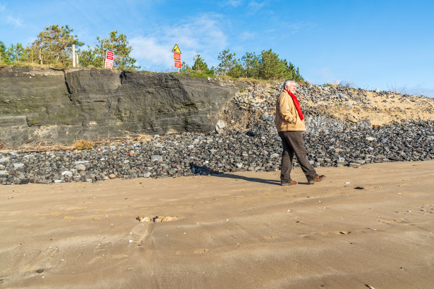 海滩上的白人老头图片下载