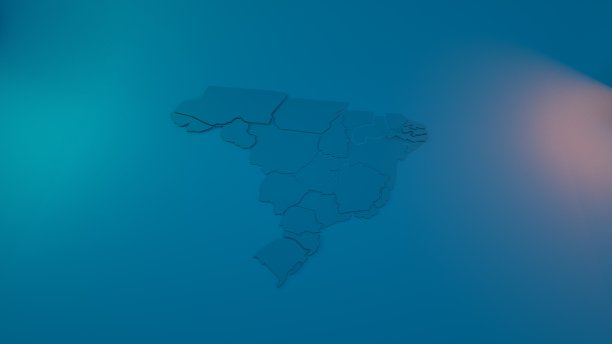 新兴的3D巴西地图与国家图片下载
