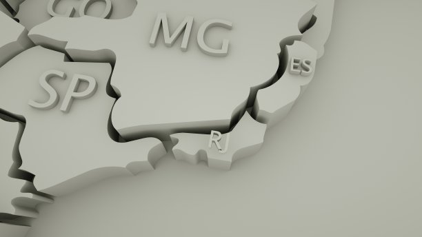 3D巴西地图与州图片下载