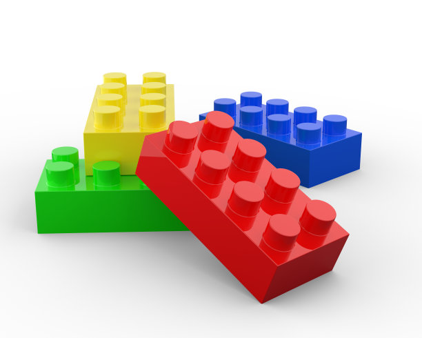 3d渲染塑料玩具块隔离在白色背景图片下载