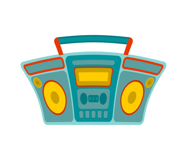 立体声扬声器孤立。盒式磁带。向量图片下载