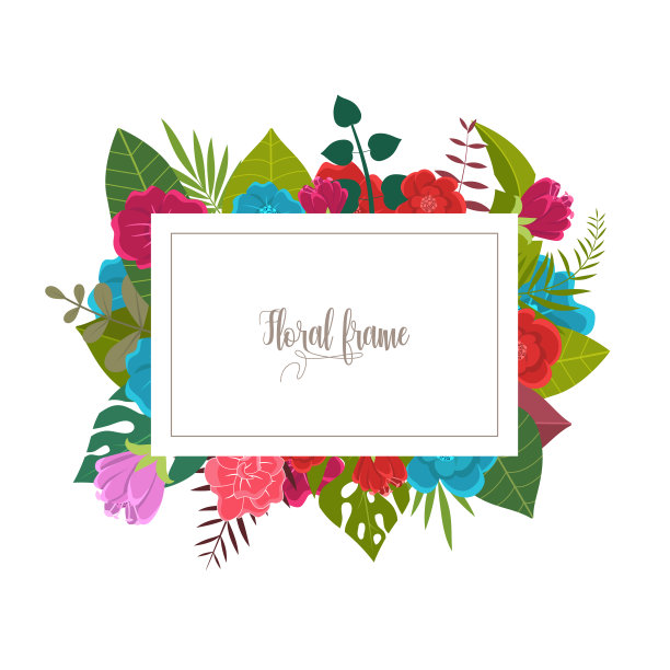 优雅的设计插图花卉框架模板内的文字图片下载