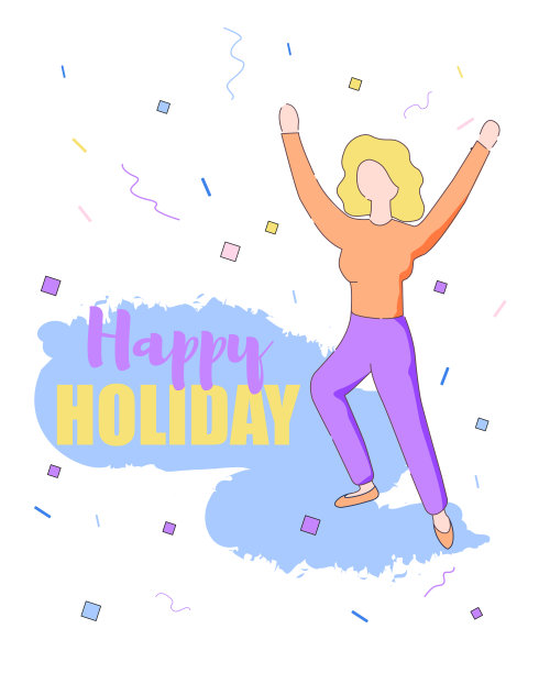 金发女孩在五彩纸屑背景上跳舞图片下载