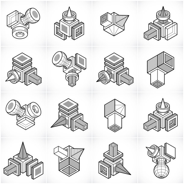 抽象向量，三维图形集合。图片下载