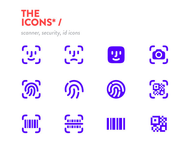 扫描仪图标设置，矢量。48 x48像素完美。可编辑的中风。安全，id扫描仪图标图片下载