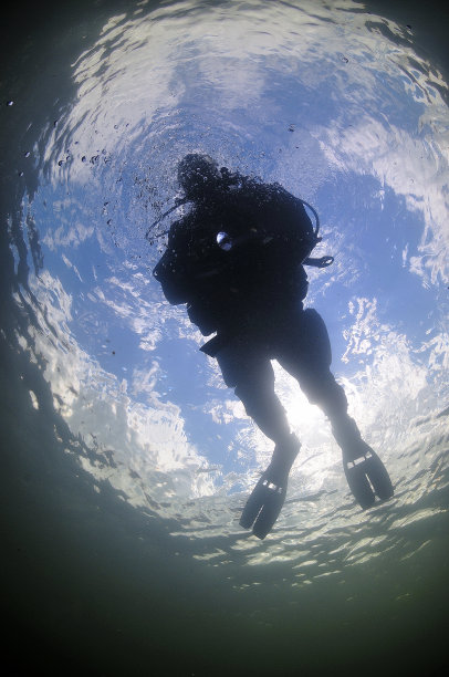 戴水肺的潜水员图片下载