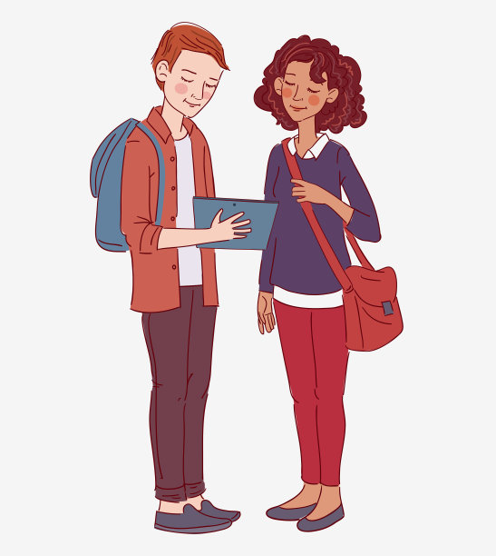 年轻的学生一起学习，使用数字平板电脑图片下载