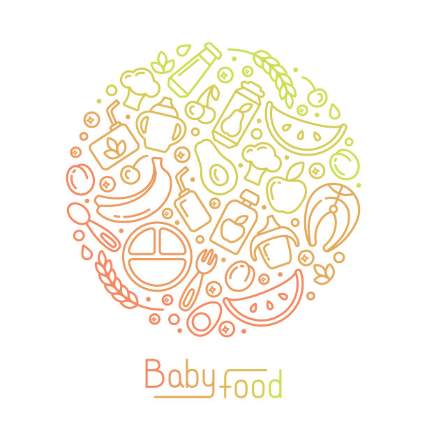圆概念与婴儿食品元素图片下载