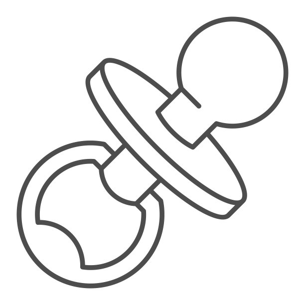 奶嘴细线图标。婴儿学步矢量插图孤立在白色。乳头轮廓风格设计，专为网页和应用设计。Eps 10。图片下载