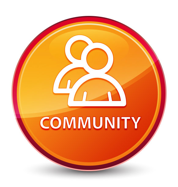 社区(群组图标)专用玻璃橙色圆形按钮图片下载