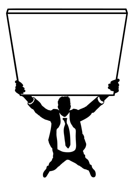 举着牌子的商人剪影图片下载