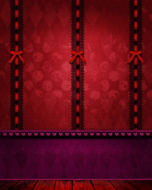 3d插图图形背景的情人节红心墙图片下载