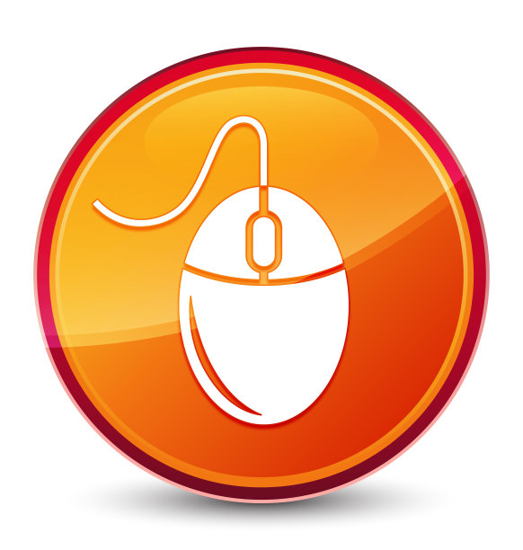 鼠标图标特殊的玻璃橙色圆形按钮图片下载