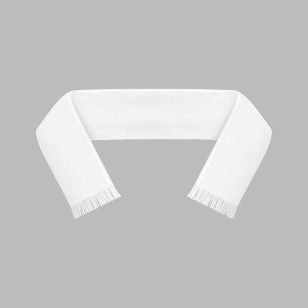 逼真详细的3d足球白色空白球迷围巾。向量图片下载