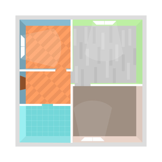 卡通公寓平面图俯视图。向量图片下载