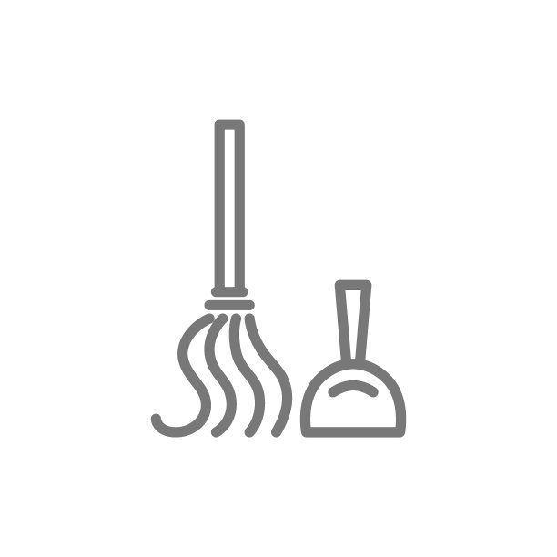 矢量清洁工具，铲子，扫帚线图标。图片下载