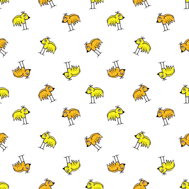 铅笔画鸟图案无缝图案图片下载