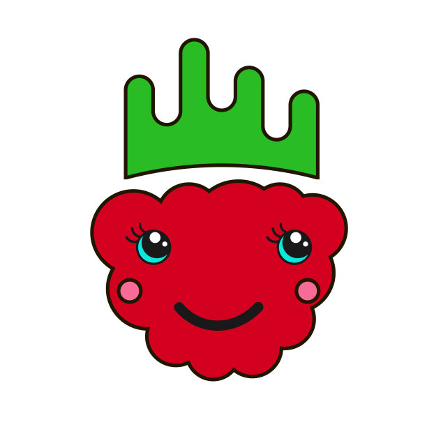 现代矢量图像与树莓在卡哇伊风格。图片下载