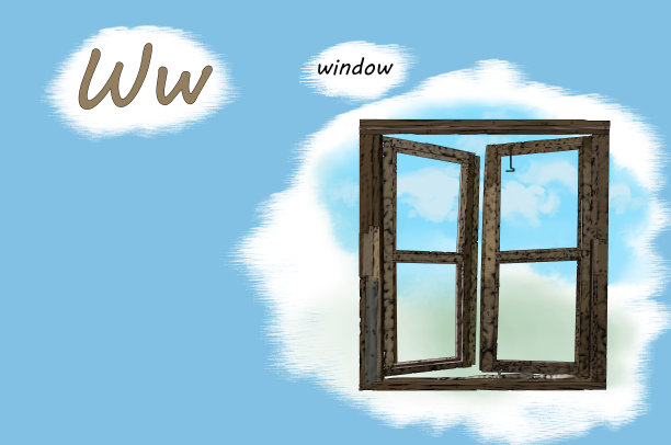 插图卡通W字母图片下载