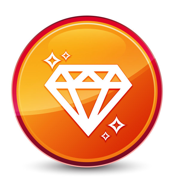 钻石图标特殊的玻璃橙色圆形按钮图片下载