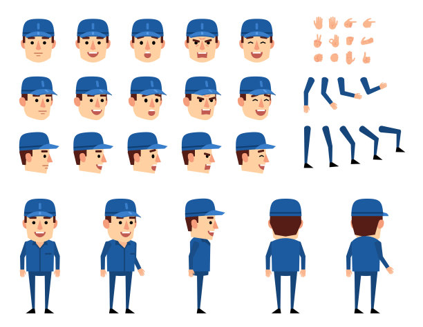 汽车修理工，工人，快递员创造集。各种手势，情绪，各种姿势，各种观点。创建你自己的姿势，动画图片下载