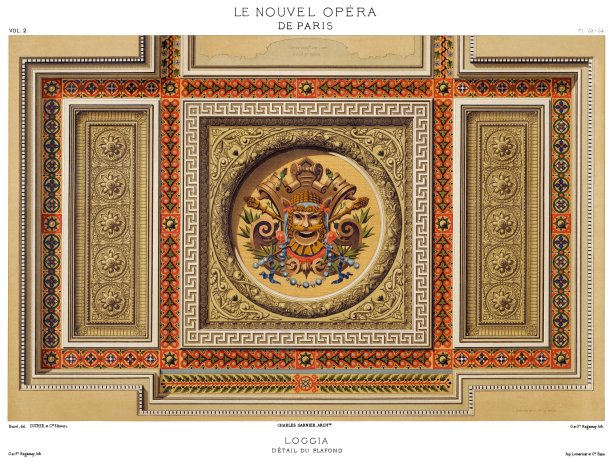 宫殿加尼叶。凉亭，冰川画廊屋顶细节，由他们的创造者- 1880年图片下载