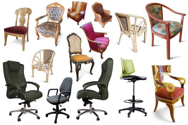 隔离不同的扶手椅在白色的背景图片下载