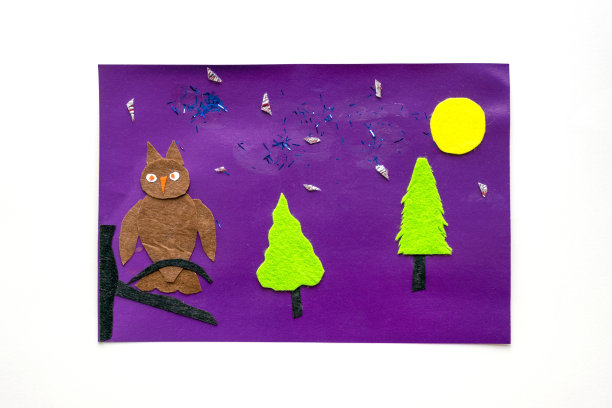 幼儿艺术、手工活动。简单的手工艺想法，创造性的纸项目的孩子。为孩子们提供有趣的教育活动。图片下载