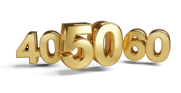 50和40金色3d插图符号图片下载