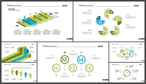 创意商业信息图表幻灯片模板集图片下载