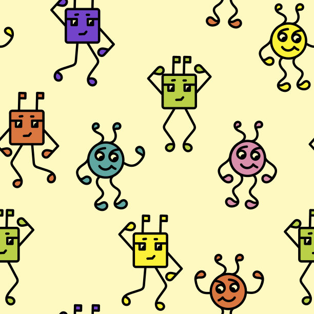 聪明有趣的机器人。无缝模式图片下载