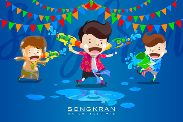 Vector Illustration for “Songkran” or “Water Festival” in Thailand and many other countries in Southeast Asia图片下载