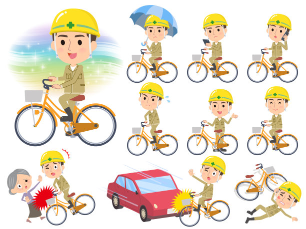 头盔工人的城市自行车图片下载