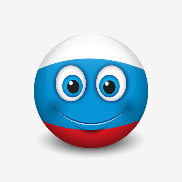 可爱的表情孤立在白色背景与俄罗斯国旗动机-微笑-矢量插图图片下载