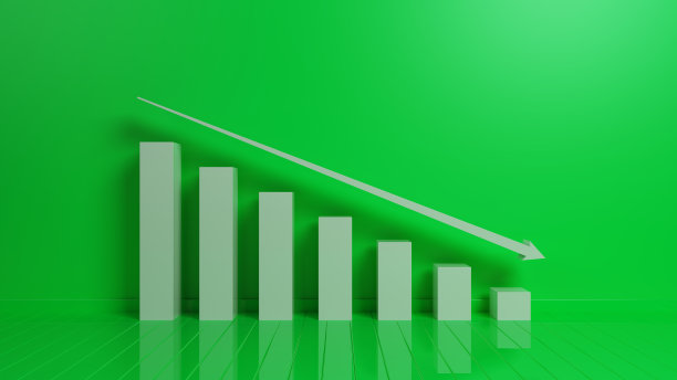 在绿色背景上向下柱状图图片下载