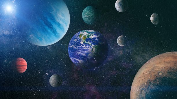 地球和银河系的复制空间-由美国宇航局提供的图像元素图片下载