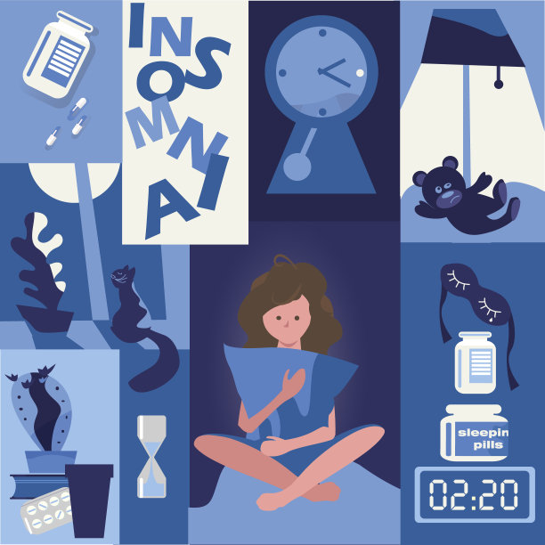 失眠。睡觉的问题。那个女孩拿着一个枕头。安眠药图片下载