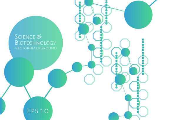 现代背景有六边形，化学键，分子图案。医学、科学、生物技术、药理学创新理念。文本。白色背景。矢量EPS 10插图。图片下载