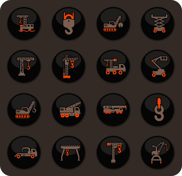 起重机和起重机器图标集图片下载