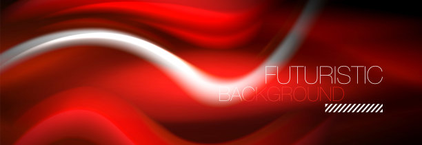 流体颜色混合发光的霓虹灯波背景，全息纹理图片下载